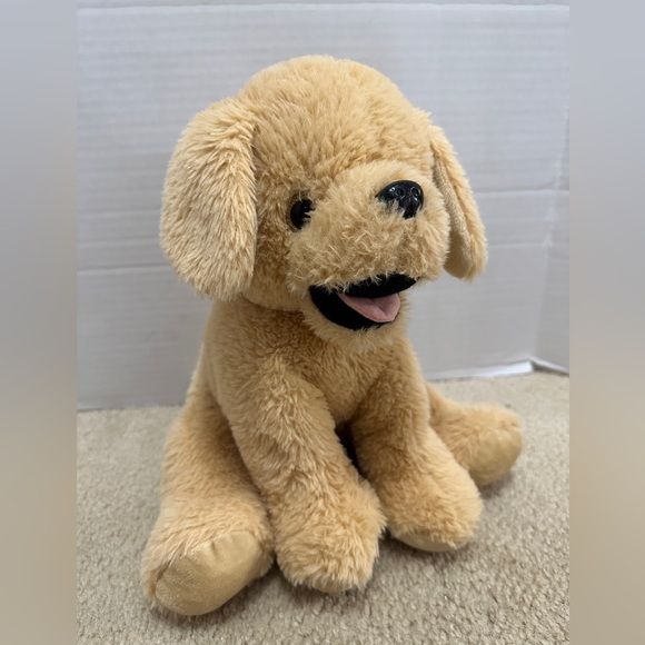 Vintage Bear Factory Yellow Lab Plush 12” Pocket in Back Sparkle Eyes Toy - Picture 1 of 9